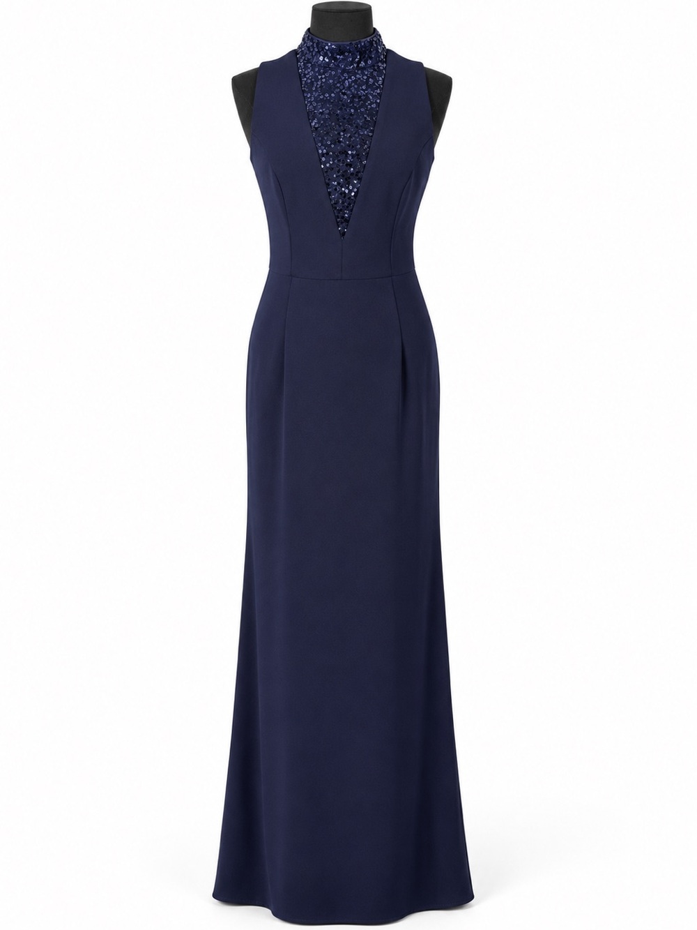 Vince Camuto Navy Blue Sequin Neck Gown